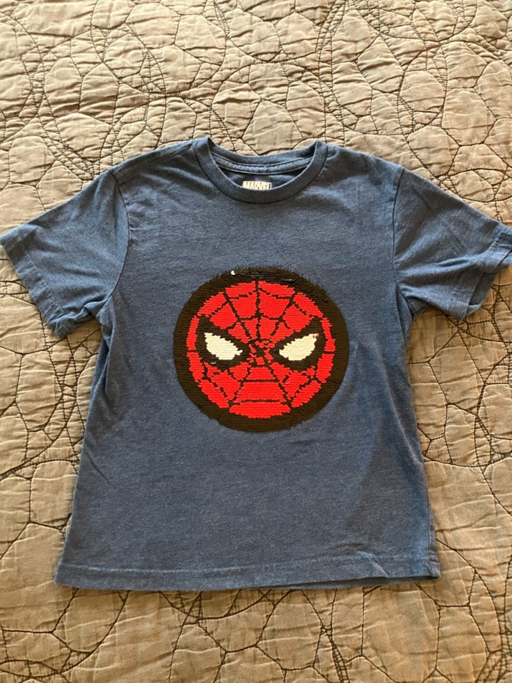 Marvel Blue Tee with Red & Black Spider-Man Emblem